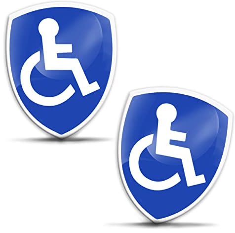 SkinoEu 2 x Pegatinas 3D Gel Silicona Silla de Ruedas Discapacitado Minusválido Símbolo Emblema Auto Motocicleta Bicicleta Ventana Teléfono Portátil Tablet KS 120