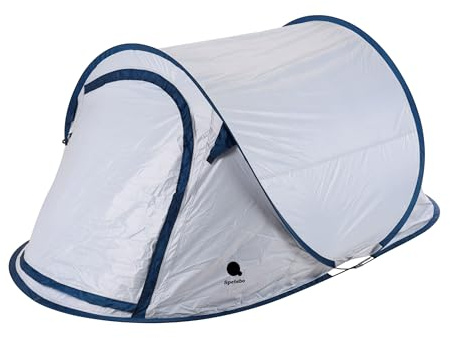 Spetebo Tente jetable pour 2 personnes de festival, camping, plage, coquillage, trekking, 220 x 120cm, argenté