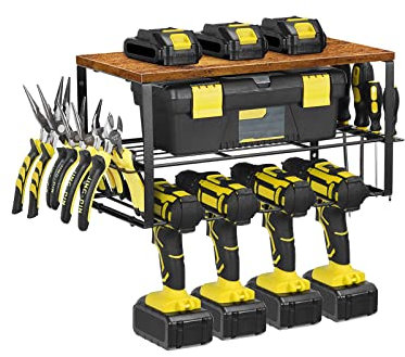 Nandae Power Tool Storage, Garage Tool Storages, Power Drill Holder Wall Mount, Heavy Duty Metal Tool Shelf, Utility Storage Rack for Cordless Drill, Gift for Men Dad