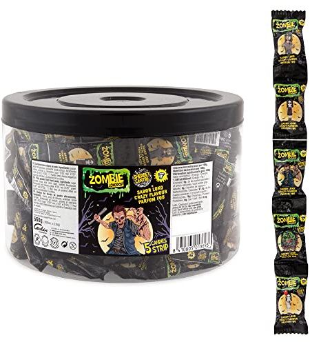 Caramelos Cerdán - Caramelos Zombie Pintalenguas Rellenos de Soda | Tarro 200 Uds (40 Tiras x 5) | Sabor Fresa, Cola, Frutas del Bosque | Sin Gluten ni Alérgenos | Ideal para Fiestas y Cumpleaños