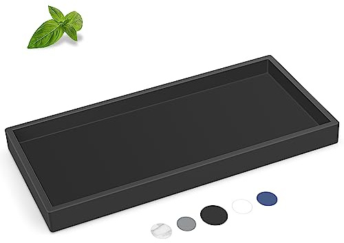 EG-SIPRO Silikon-Badezimmer-Tablett, bruchsicher, schwarz, rechteckig, 26 x 13 cm