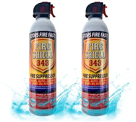 Home First Fire Shield 343 Aerosol Fire Suppressant Spray, 18 oz — Home and Vehicle Emergency Use