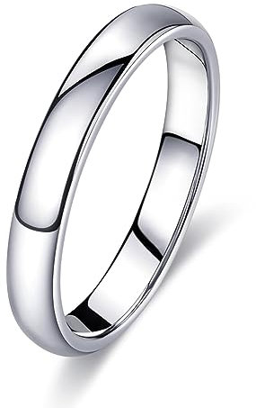 FUNEIA Silber Band Ring Damen Herren 1-8mm Breit Edelstahl Ringe für Männer Frauen Simpel Polierte Trauring Ehering Verlobungsring Daumenring Finger Ring Größen 52, 54, 57, 60, 62, 65, 67