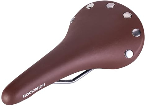 ROCKBROS Bike Seat, Vintage Bicycle Seat, Waterproof Bike Saddle, Comfortable Bike Seat for Men & Women, Classic Lite Bike Seat Replacement Suitable for City Cycling Brown