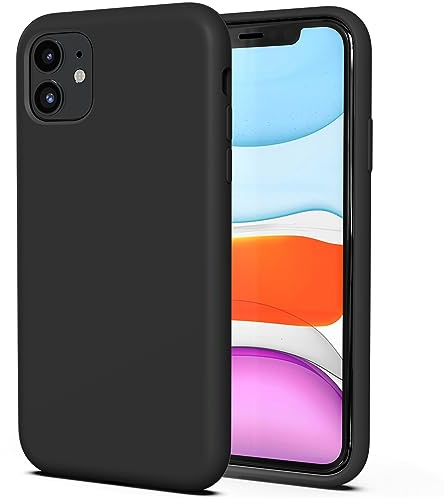 TAXXOE Silicone Case with iPhone 11 Case Soft Ultra Slim Protective Shockproof Liquid Silicone Phone Case,Anti-Scratch Microfiber Lining，6.1 inch-Black