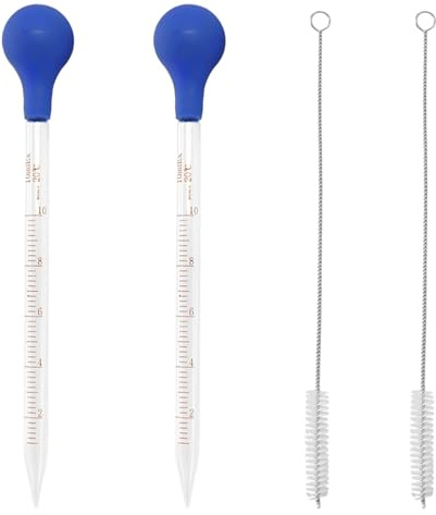 2 goteros de 10 ml con 2 cepillos de limpieza, gotero líquido, gotero líquido, pipeta estilo gotero para laboratorio, dulces, chocolate y moldes de goma