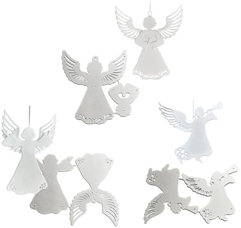 JAWSEU Engel Stanzschablone Scrapbooking, 3D Engel Weihnachtsanhänger Metall Prägeschablonen Stanzformen Metal Stanzformen Schablone für DIY Album Scrapbook Weihnachten Handwerk Prägen DIY Geschenk