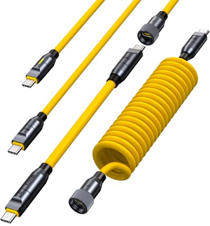 AOHI Câble USB4 240W PD3.1 8-en-1 pour Thunderbolt 4,The Future Charge rapide Câble USB C,transfert 40Gbps, affichage 8K HD Compatible avec iPhone 17 Pro Max, MacBook Pro, iPad, Galaxy 24, jaune
