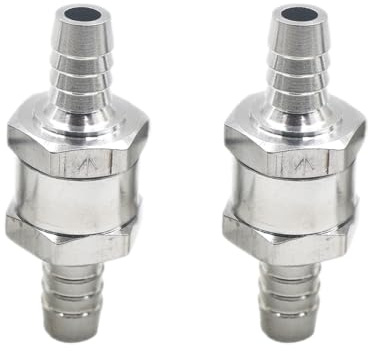 Lot de 2 14mm Clapets de Non-Retour, Valve Anti Retour Carburant, Clapet Anti Retour Filtre a Gasoil en Aluminium à Sens Unique pour Essence Systèmes de Carburant à Basse Pression (14mm)