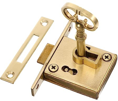 Housoutil Vintage Copper Cabinet Lock with Key for Mailbox and Furniture, Retro Style, Right Side Installation, Fine Workmanship and Simple Installation, Secure Drawer and Display Showcase