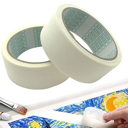 Dekorieren Malerband Dekorieren Kreppband 2 StüCk Abdeckpapier Abdeckband 2 Cm * 20 M Schutz Kunststudenten Malerband Hochviskoser Reis Weiß Dekoration SprüHfarbe SchöNe Naht Malerpapierband (3.5cm)