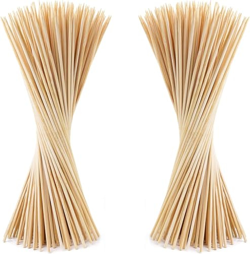 1000 Bamboo Skewers 26cm in Length Wooden Skewers Sticks for BBQ, Cocktail, Shish Kabobs, Chocolate FountainParty Essentials