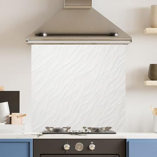 Toughened 6mm Glass Kitchen Splashback 70 x 65cm Paper Effect - Polished Edge Heat Resistant Back Splash for Cookers Hob