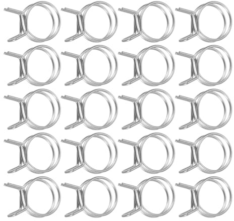 sourcing map 20Pcs 26mm/1.02inch Inner Dia Double Wire Spring Hose Clamp, Stainless Steel Adjustable Spring Clips for Hose Fuel Line Silicone Tube Water Pipe Air Pipe