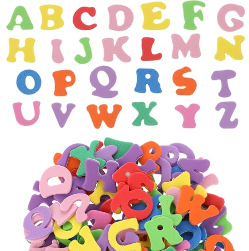 BOHUIZ 260Pcs Multicolor Alphabet Letter Stickers for Crafts, DIY Projects & School Activities; EVA Foam Material, Self-Adhesive, Safe & Durable