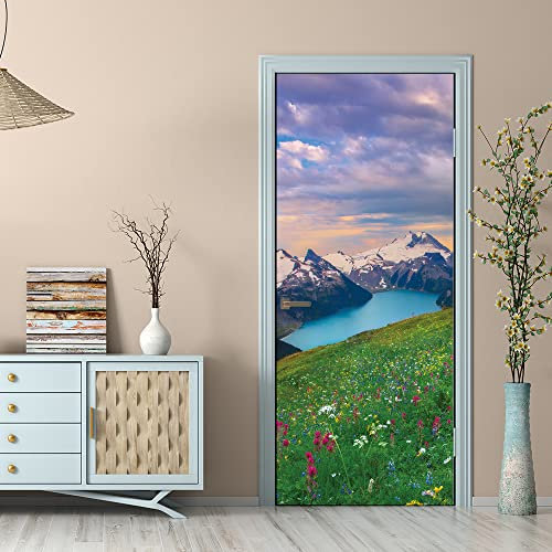 3D Türtapete 70x200 Türaufkleber Selbstklebend Türfolie Poster Fototapete Türbilder Türtattoos Wasserdichte Tür Stickers für Kinderzimmer Wohnzimmer Badezimmer Natürliche Landschaften
