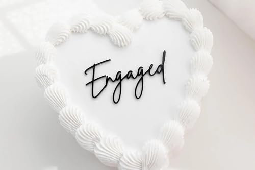 Black Acrylic Engaged Cake Topper,Engagement Theme Cake Topper, Wedding Anniversary Bridal Shower Bachelorette Party Cake Decorations,Dessert Decor, DIY Cake Decoration