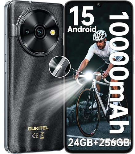 OUKITEL C59 Pro Smartphone Android 15-10000mAh Telefono Cellulare 24GB RAM + 256GB ROM/1TB Cellulari, 6.88 HD+ 90Hz,13MP/Torcia 120 Lumen/Impronta digitale/Face ID/Doppia SIM/NFC/OTG, Nero