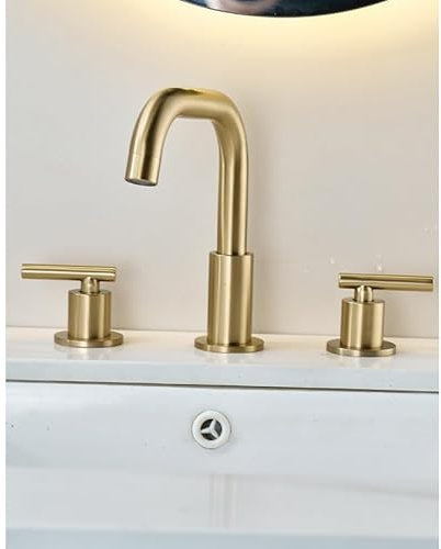 Rubinetto a tre fori in oro diviso sottopiano lavabo rubinetto per lavabo caldo e freddo, piccolo sette cifre