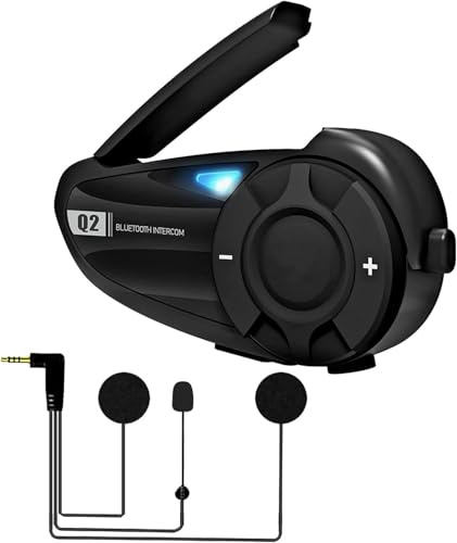 OBEST Q2 Motorcycle Bluetooth Helmet Headset Intercom, Bluetooth 5.1 Communication System Supports Connecting 2 Devices with CVC Noise Reduction IP65 Waterproof Call up to 24 Hours