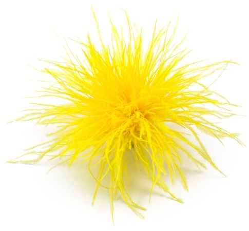 Blausky 1 Stück 8-10cm Damen Federbrosche,Flauschige Feder Blume Brosche Natürliche Straußenfeder Ansteckbrosche mit Clip und Stift Feder-Haarspange Haarschmuck für Hut Kleid,Gelb