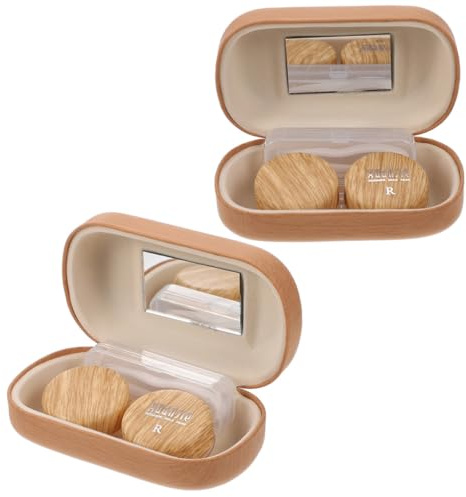 Yardenfun 1 Juego Estuche de Lentes de Contacto de Doble Compartimento Vintage Caja de Almacenamiento para Lentes Invisibles para y Cosméticos