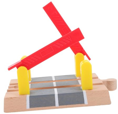 BESTonZON Wooden Railway Train Track Barrier Model for Boys and Girls, Railway Road Block Educational Toy with Switchable Direction, Diy Simulation Railing Barricade Accessory for Train Track Play