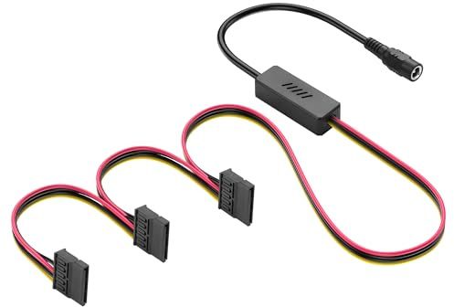 SinLoon DC5525 to SATA IDE Hard Drive Power Supply Cable DC 5.5x2.5mm Female to SATA Female Extension Cable with Step-Down Voltage Regulator (1 to 3)