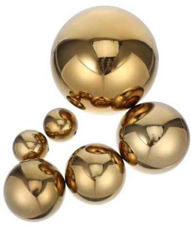 Kisangel Halloween Geschenkideen Edelstahl Spiegelkugel 6 Stück-Pack Gold | Hohlkugeln aus Edelstahl, Reflektierende Gartenornamente, Wetterfest, Leicht, Dekorativ für Yard und Fest