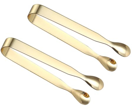 DIYEAH 2pcs Stainless Steel Ice Cube Clips Sugar Tongs for Cocktails and Drinks Vintage Small Food Tong for Sugar Cubes Lemon Slices Party Use