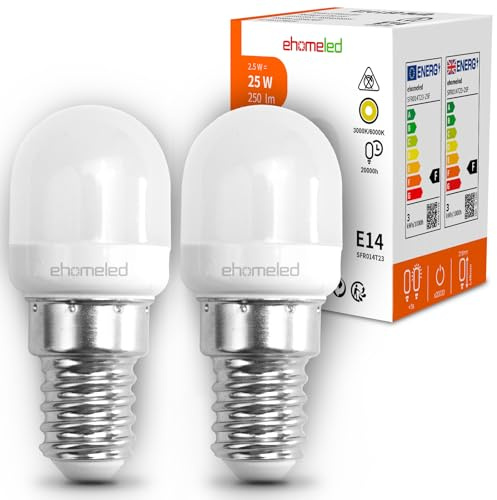 Kühlschranklampe E14 LED Lampe, 2.5W Ersatz 25W Glühlamp, Kaltweiß 6000K | 250LM Nicht Dimmbar T22 Glühbirne E14, 180° Abstrahlwinkel Leuchtmittel für Nähmaschine, Nachtlicht, Kronleuchter 2 Stück