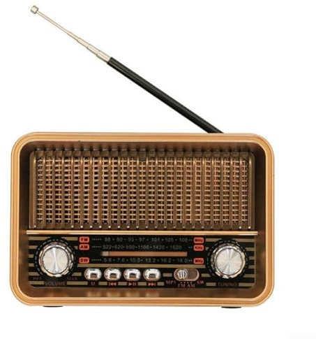 Radio portátil vintage FM AM SW con tarjeta TF reproducción de disco U linterna LED funciona con pilas, diseño retro para viajes, camping y uso, marrón