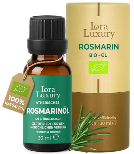 Bio Rosmarinöl ätherisch 30 ml – 100% rein & natürlich – Rosmarinus officinalis – lebensmittelgeeignet & EU-Bio-zertifiziert – für Aromatherapie, Hautpflege & Aromatisierung