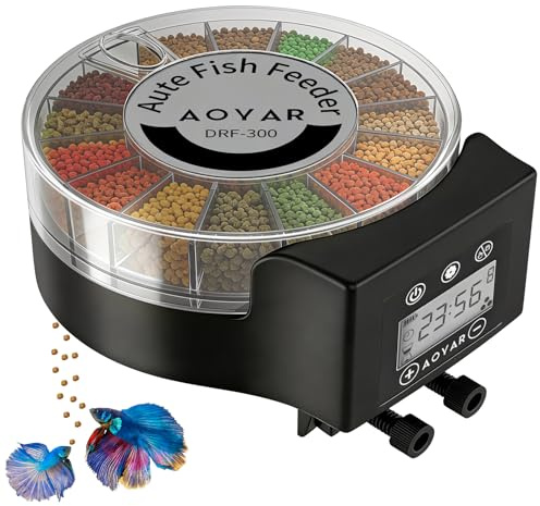 Futterautomat Aquarium Automat Futterspender: 300ml Schlau Futterfütterung Timer, Wiederaufladbar Fischfutterautomat Automatischer für Aquarium Fischtank, Spender für Flocke Pellet Urlaub Arbeit