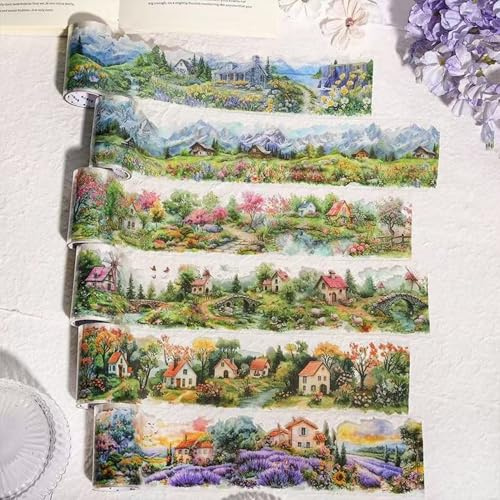 6 Rollos Washi Tapes, Transparente PET Cinta Adhesiva Decorativas Masking Tape para Scrapbooking, Manualidades, Marcos de Fotos, Bullet Journal y Decorar Regalos