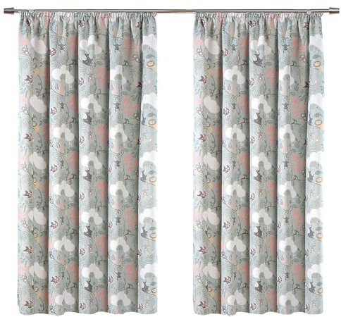 heimtexland Kinder Deko Vorhang 2er Set Verdunkelungsgardinen Kinderzimmer Thermo-Gardine Sonnenschutz Kälteisolierend verdunkelnd Typ922 Dschungel Bandschal HxB 280x135 cm