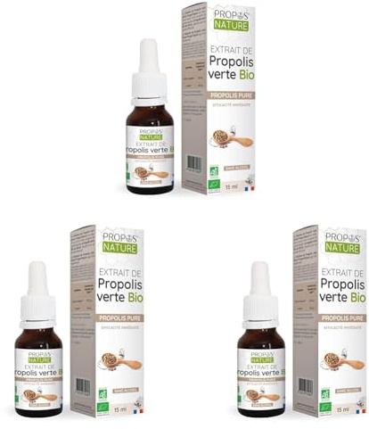 Solution de Propolis Verte Bio - Propos'Nature - 15 ml - Certifié Biologique (AB) - Sans alcool (Lot de 3)