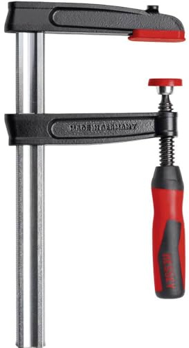BESSEY Temperguss-Schraubzwinge TPN25BE-2K, Spannweite 250 mm Ausladung 120 mm, Stabile Hohlprofilschiene mit Riffelung, Gewicht 1,50 kg