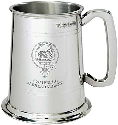 I LUV LTD Campbell of Breadalbane Clan Crest Chope Tankard 1 Pinte Étain