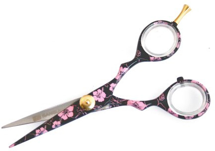 Ciseaux de Coiffure Rose Hairstyles avec Motif de Fleurs, Ciseaux de Coupe de Cheveux de Style Japonais - Lames Ultra Tranchantes pour Réduire les Pointes Fourchues - 12,7 cm + Étui : Des Ciseaux Élégants pour des Coupes de Cheveux Parfaites