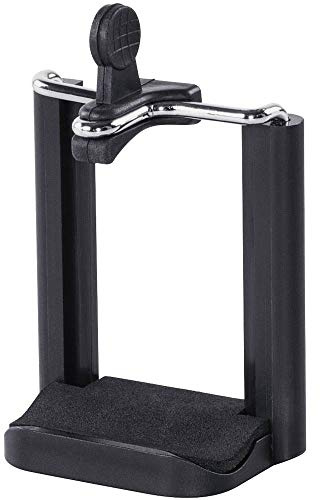 Hama Smartphone-Halterung für Stativ und Selfie-Stick (1/4 Zoll Stativgewinde, Breite 5,5 - 8,2 cm variabel, universell passender Handy-Adapter für iPhones und Android Handys) schwarz
