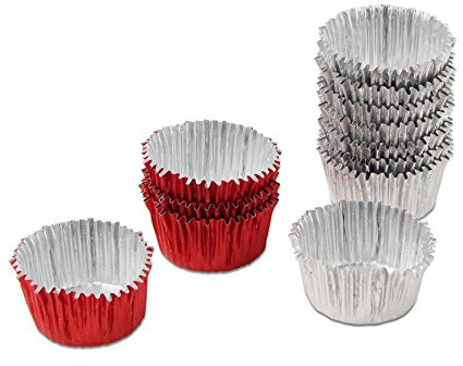 Dr. Oetker Pralinenförmchen Ø 3 cm, Förmchen aus Aluminium für köstliche Pralinen oder Trüffeln, einfaches Befüllen und Herauslösen, hohe Flexibilität, (Farbe: rot, Silber), Menge: 30 Stück
