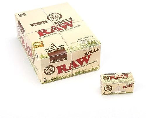 Raw Rolling Paper- Organic 5 Meter Full Box of 24 Rolls by Rizla