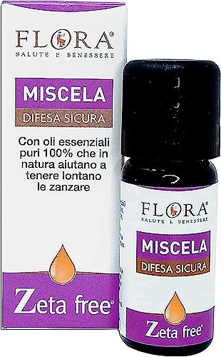 Flora Miscela di Oli Essenziali Naturali FLORA Zeta Free Difesa Sicura - Protezione Ambientale Contro le Zanzare, 100% Puri e Totali - 10 ml Per Estate Serena e Rinfrescante