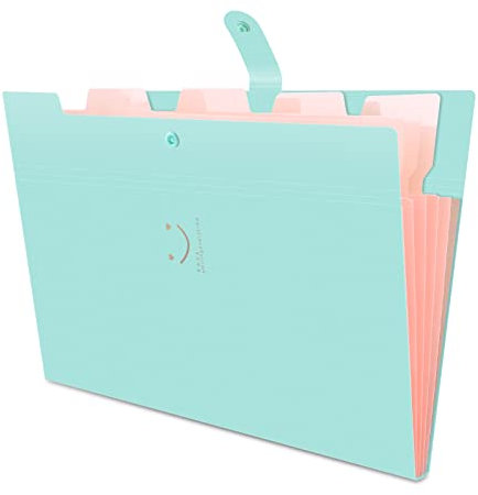 Expanding File Folder, HAISSKY A4 Letter Paper Pockets Accordion Document Bag Organizer Wallets Files Folders with Buckle Closure for School Office, 5 Pockets