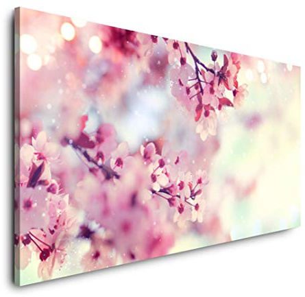 Frühlings Blüten 120x 60cm Panorama Leinwand Bild XXL Format Wandbilder Wohnzimmer Wohnung Deko Kunstdrucke