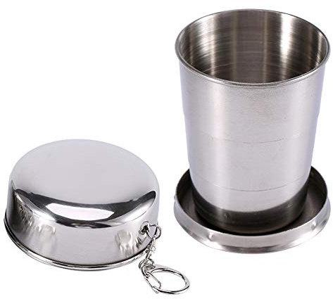 Nikou Pliant en acier inoxydable Coup - Tasse Camping Pliable Boire un Verre tumbler Avec Couvercles Trousseau de Camping Voyage Randonnée en Plein air Pêche Alpinisme