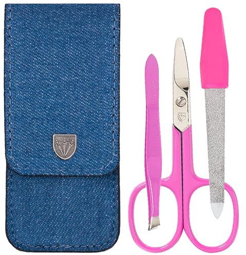 DREI SCHWERTER Germany Maniküreset ´KIDS COLLECTION` Nagelset für Kinder, Teens, Mädchen und Jungen - Markenqualität PINK/JEANS 3-tlg.