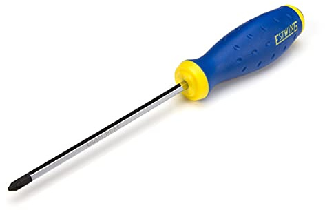 Estwing PH2 Philips Head Heavy-Duty Hex Shaft Demolition Screwdriver with Magnetic Diamond Tip, 6-in. Chrome Vanadium Steel Shaft, Ergonomic TPR Rubber Handle