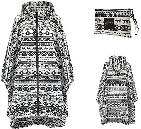 Freiesoldaten Damen Wasserdicht Regenponcho Stilvoll Wiederverwendbar Leicht Draussen Regenmäntel Regenjacke mit Haube